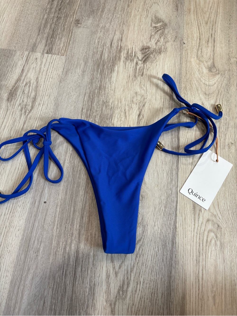New Quince Italian Adjustable Side-Tie Bikini Bottom Electric Blue‎ Small